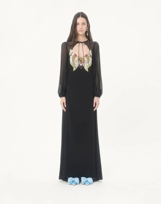 Embroidered Georgette Long Dress