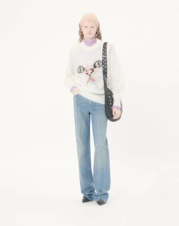 Embroidered Mohair Wool Jumper