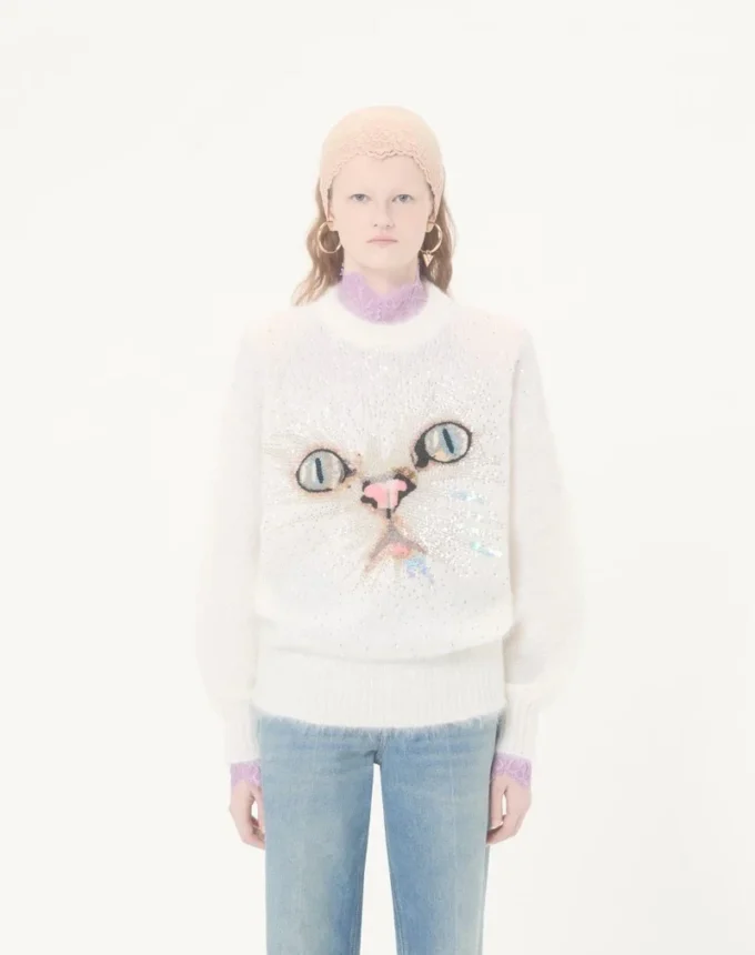Embroidered Mohair Wool Jumper