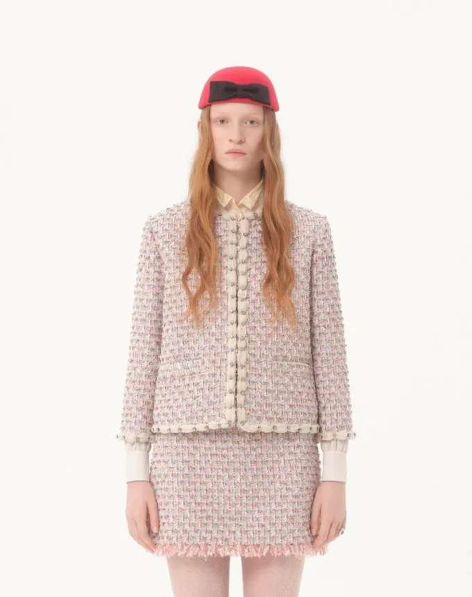 Embroidered Ribbon Tweed Jacket Embroidered Ribbon Tweed Jacket