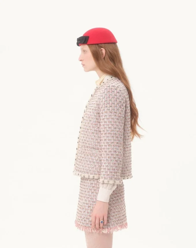 Embroidered Ribbon Tweed Jacket Embroidered Ribbon Tweed Jacket