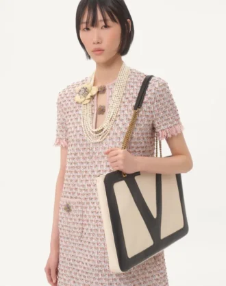 Embroidered Ribbon Tweed Short Dress