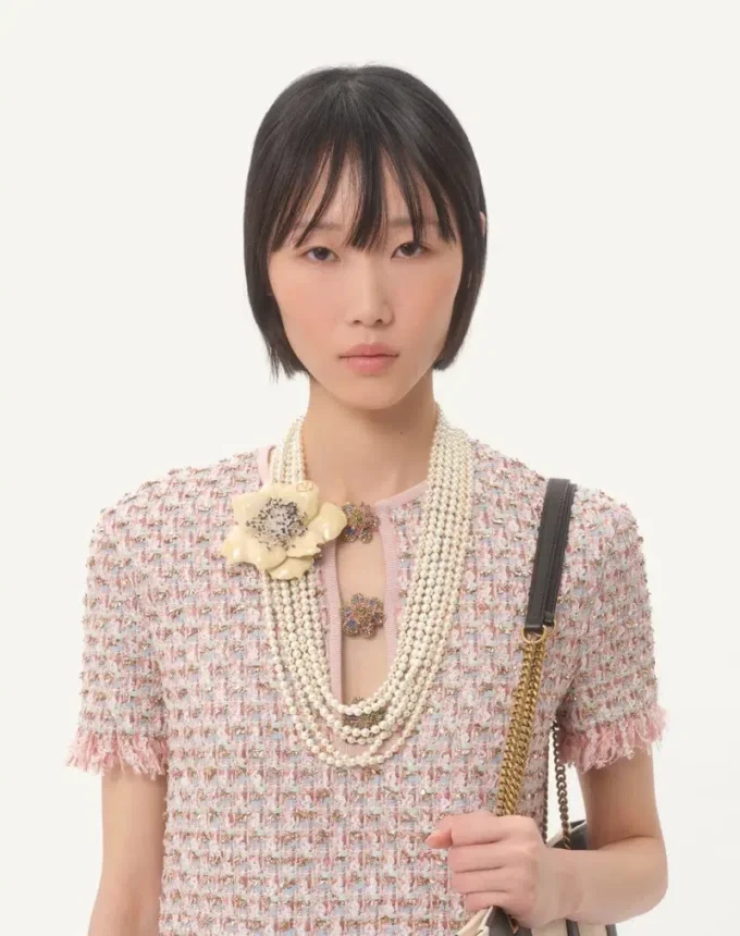 Embroidered Ribbon Tweed Short Dress Embroidered Ribbon Tweed Short Dress