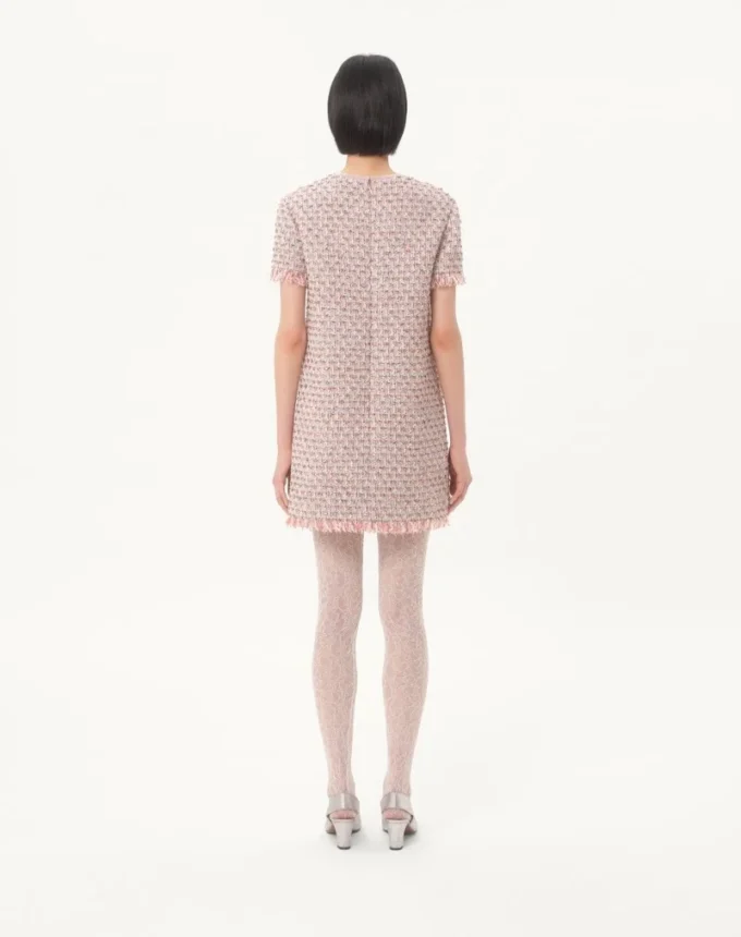 Embroidered Ribbon Tweed Short Dress Embroidered Ribbon Tweed Short Dress