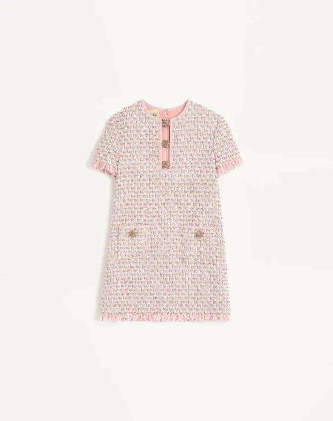 Embroidered Ribbon Tweed Short Dress Embroidered Ribbon Tweed Short Dress