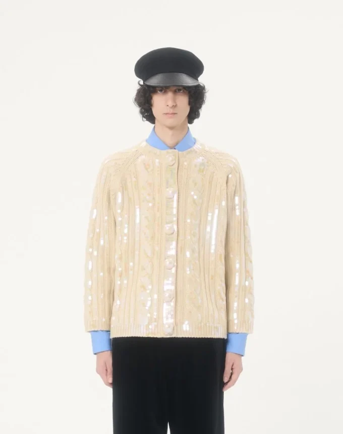 Embroidered Wool Cardigan