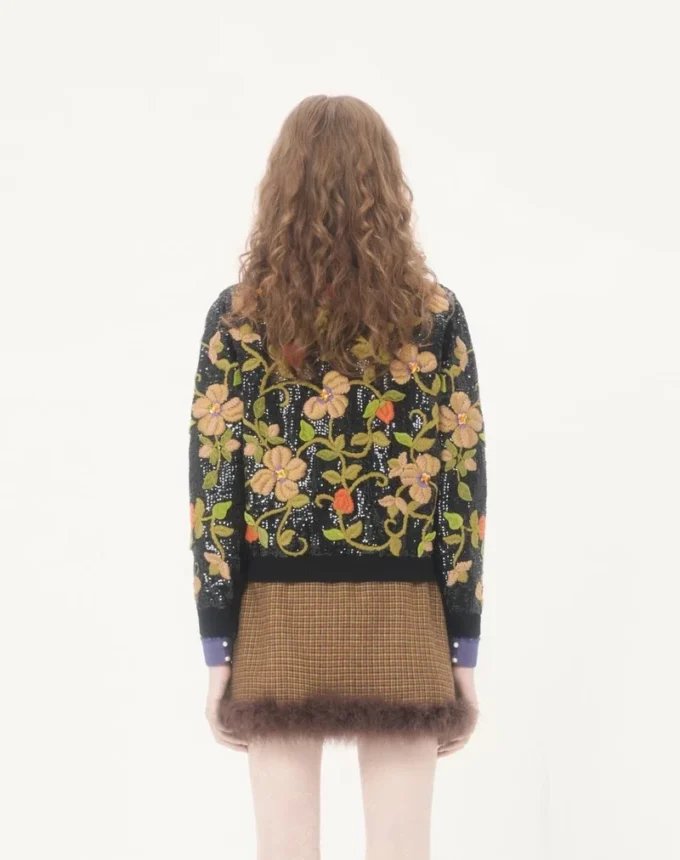 Embroidered Wool Cardigan