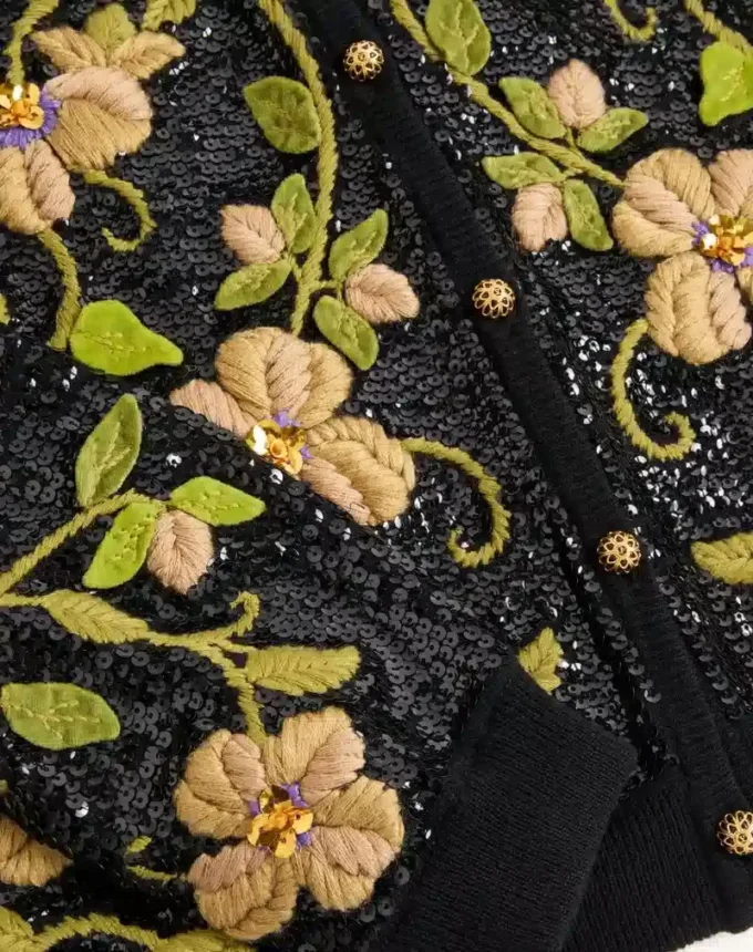 Embroidered Wool Cardigan