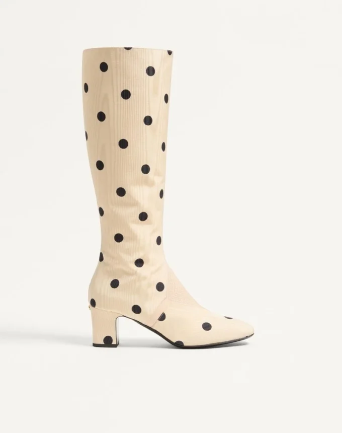 Equivoque Boot In Moiré Plus De Pois Fabric 60Mm Equivoque Boot In Moiré Plus De Pois Fabric 60Mm