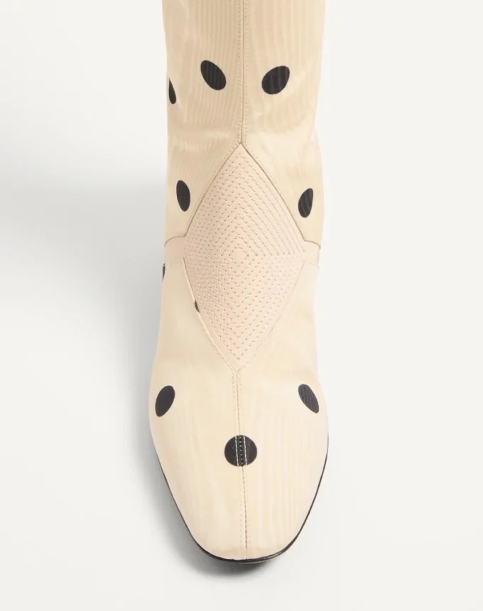Equivoque Boot In Moiré Plus De Pois Fabric 60Mm Equivoque Boot In Moiré Plus De Pois Fabric 60Mm