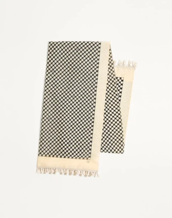 Escape Pareo In Cotton And Silk With Polka Dot Print