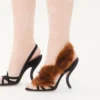 Fetishique Velvet Sandal With Fur Leaf 105 Mm