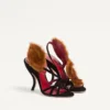 Fetishique Velvet Sandal With Fur Leaf 105 Mm