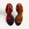Fetishique Velvet Sandal With Fur Leaf 105 Mm