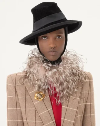 Fleur Lumineuse Brooch In Metal And Fabric