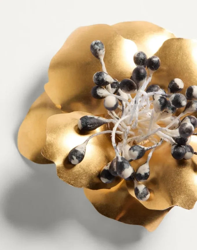 Fleur Lumineuse Brooch In Metal And Fabric