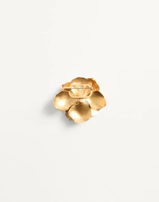 Fleur Lumineuse Brooch In Metal And Fabric