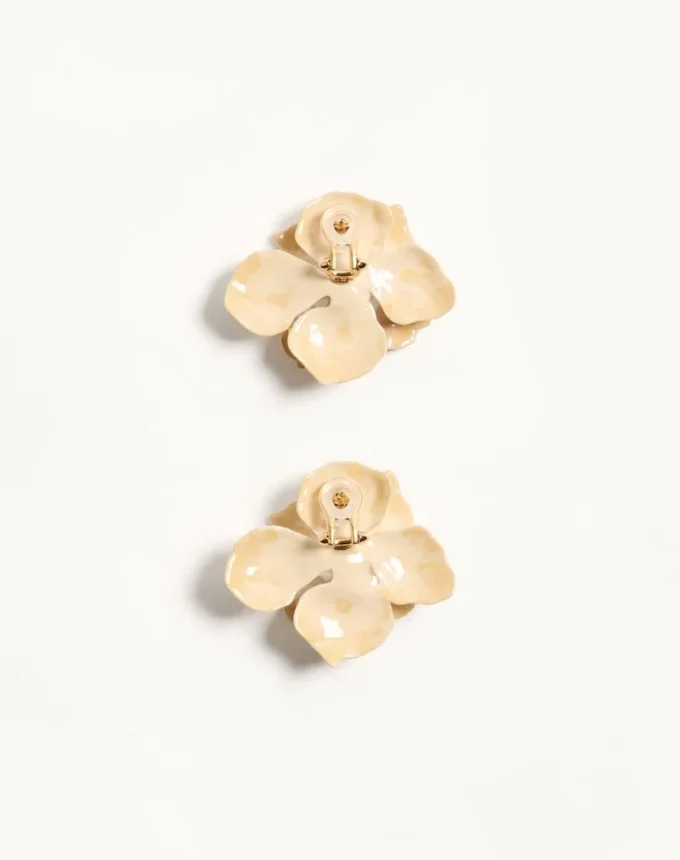 Fleur Lumineuse Earring in Metal, Enamel and Fabric
