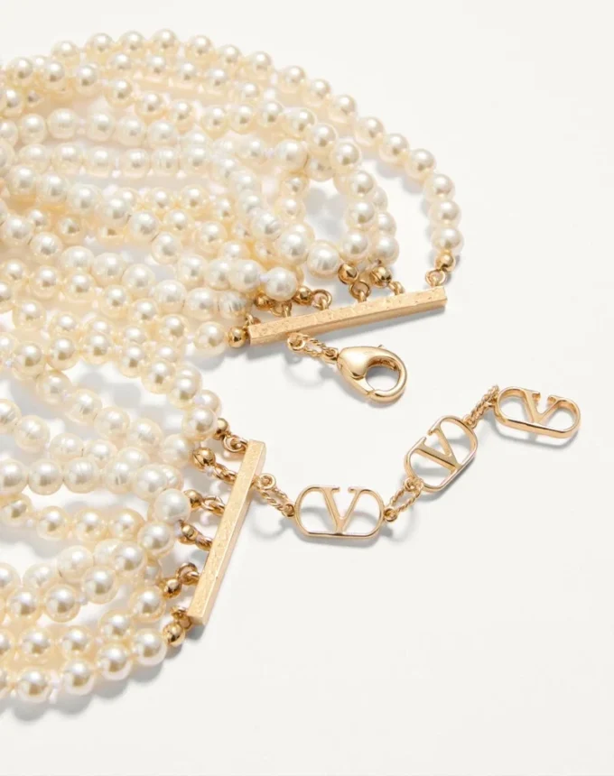 Fleur Lumineuse Necklace In Metal, Enamel, Pearls And Fabric Fleur Lumineuse Necklace In Metal, Enamel, Pearls And Fabric