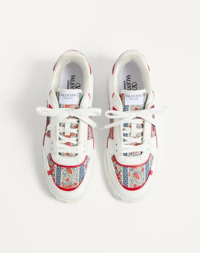 Freedots Low-Top Sneaker In Calfskin And Voyage Imaginaire Fabric