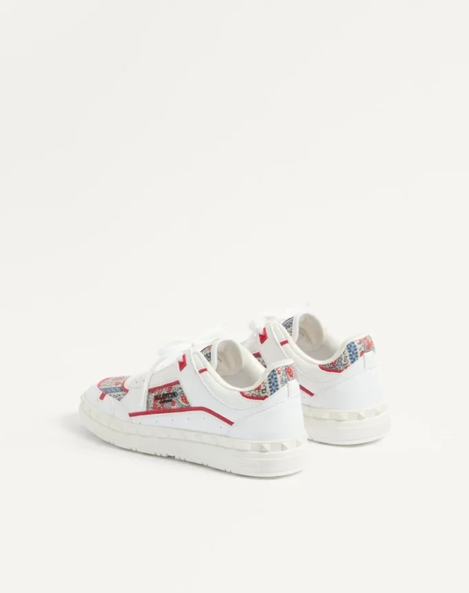 Freedots Low-Top Sneaker In Calfskin And Voyage Imaginaire Fabric