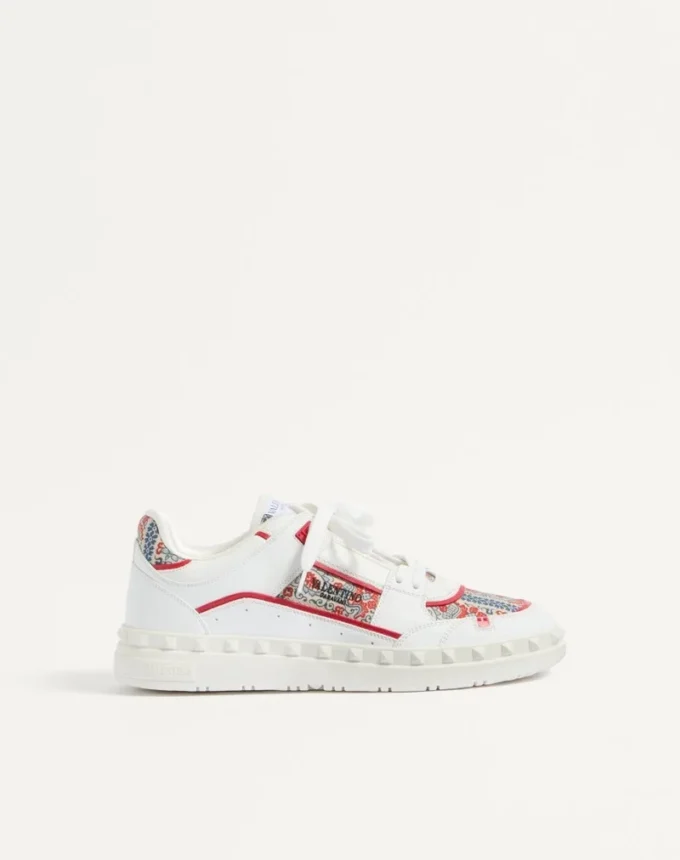 Freedots Low-Top Sneaker In Calfskin And Voyage Imaginaire Fabric