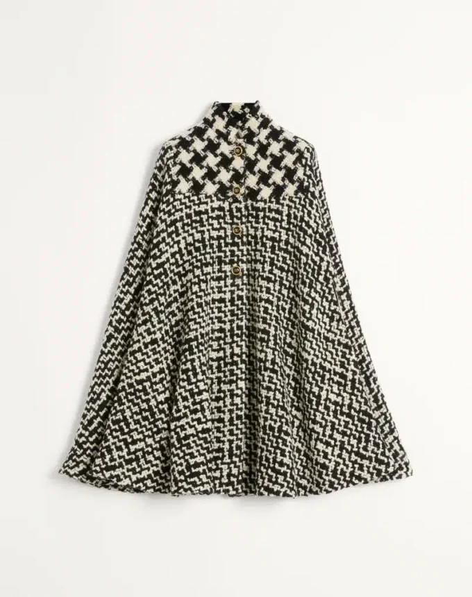 Geometric Tweed Cape