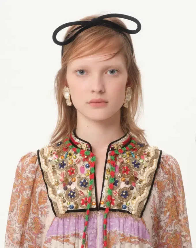 Georgette Lurex Dress With Voyage Imaginaire Print Georgette Lurex Dress With Voyage Imaginaire Print