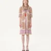 Georgette Lurex Dress With Voyage Imaginaire Print Georgette Lurex Dress With Voyage Imaginaire Print