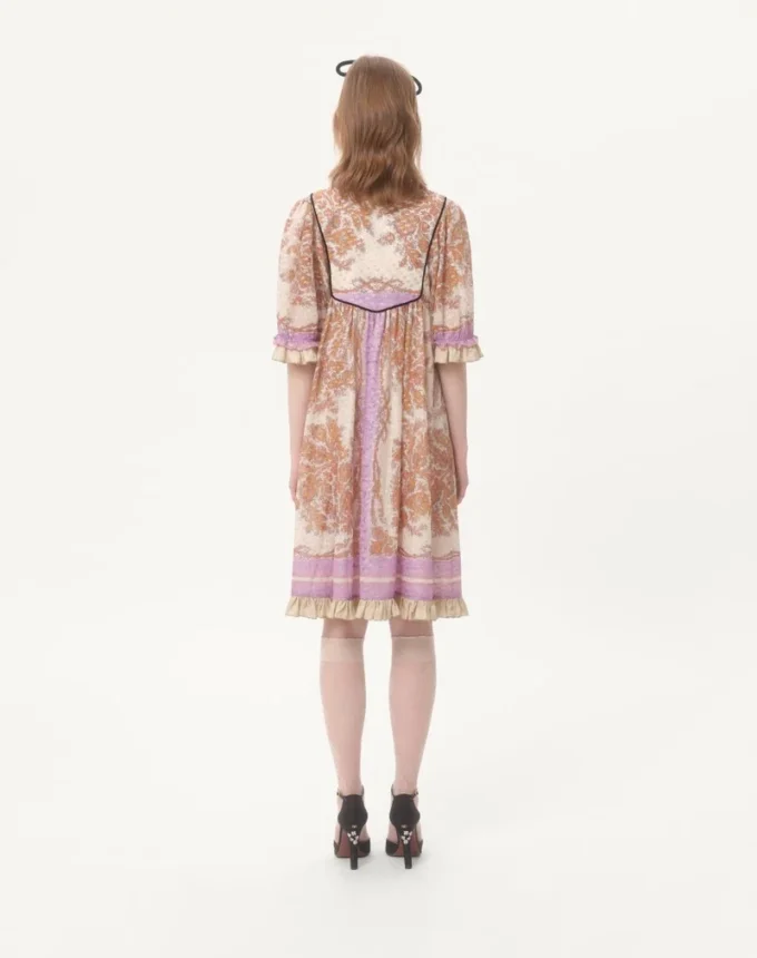 Georgette Lurex Dress With Voyage Imaginaire Print Georgette Lurex Dress With Voyage Imaginaire Print