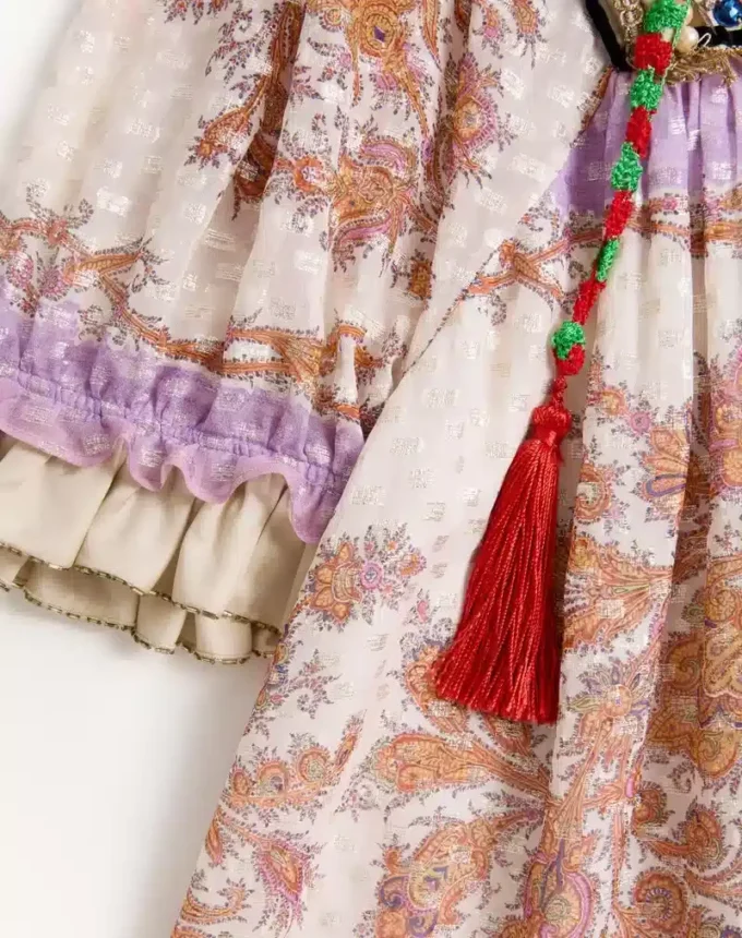 Georgette Lurex Dress With Voyage Imaginaire Print Georgette Lurex Dress With Voyage Imaginaire Print