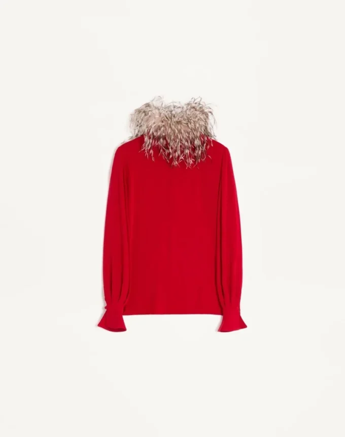 Georgette Top With Feathers Georgette Top With Feathers