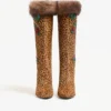 Hotty Boot In Pony-Effect Calfskin With Floral Embroidery And Fur 100mm