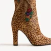 Hotty Boot In Pony-Effect Calfskin With Floral Embroidery And Fur 100mm