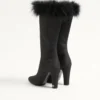 Hotty Shantung Fabric Boot With Feathers 100MM Hotty Shantung Fabric Boot With Feathers 100MM
