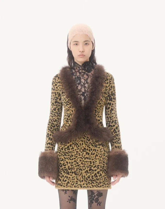 Jacquard Animal Print Lurex Knit Jacket