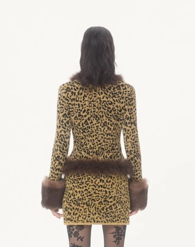 Jacquard Animal Print Lurex Knit Jacket