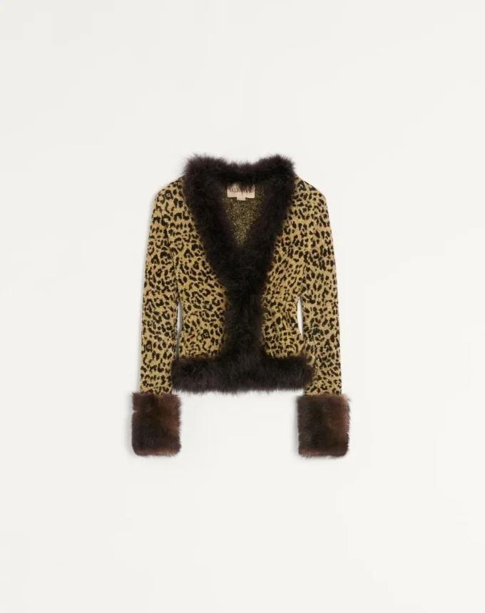 Jacquard Animal Print Lurex Knit Jacket