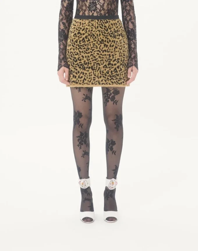 Jacquard Animal Print Lurex Knit Skirt Jacquard Animal Print Lurex Knit Skirt