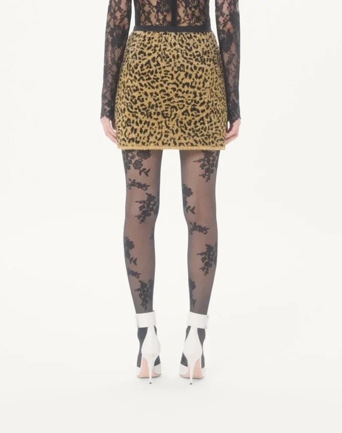 Jacquard Animal Print Lurex Knit Skirt Jacquard Animal Print Lurex Knit Skirt