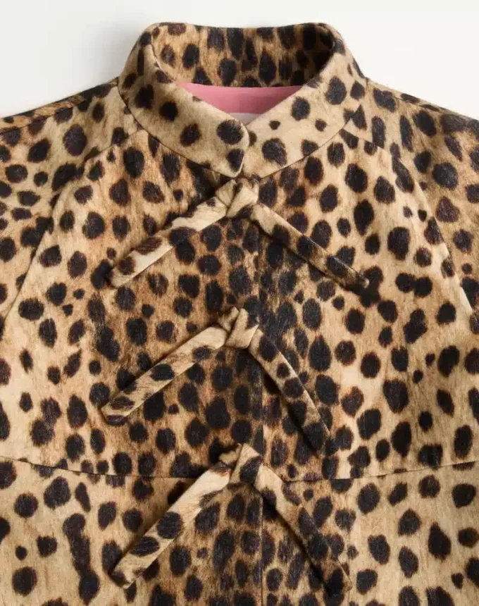 Jaguar Spots Printed Wool Cloth Coat
