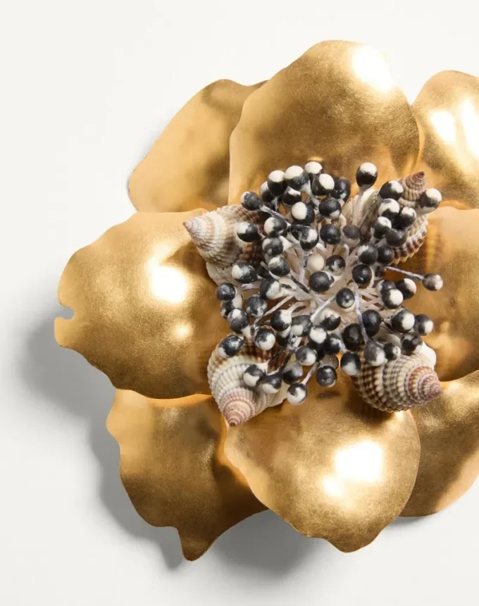 Jardin Aquatique Brooch In Metal, Fabric And Shells