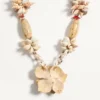Jardin Aquatique Necklace In Metal, Enamel, Fabric, Shells, Coral And Natural Pearls