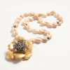 Jardin Aquatique Necklace In Metal, Fabric, Shells, Coral And Onyx