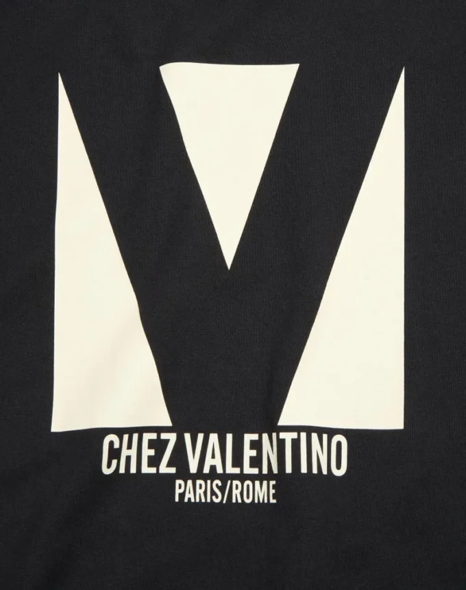 Jersey Cotton T-Shirt With Chez Valentino Print