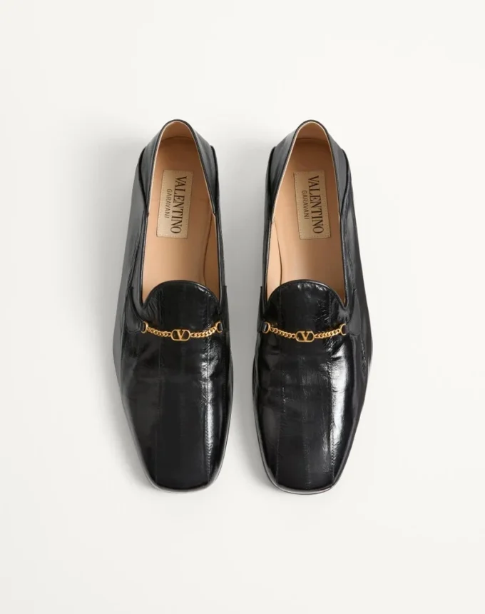 Jiggie Loafer in Eel Skin and Nappa Leather