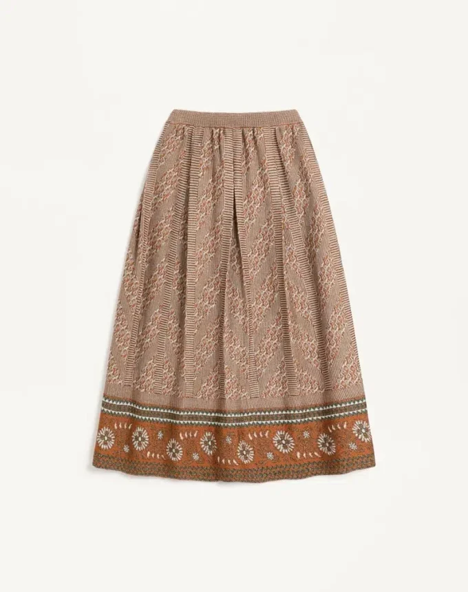 Knitted Skirt With Lurex Jacquard Pattern