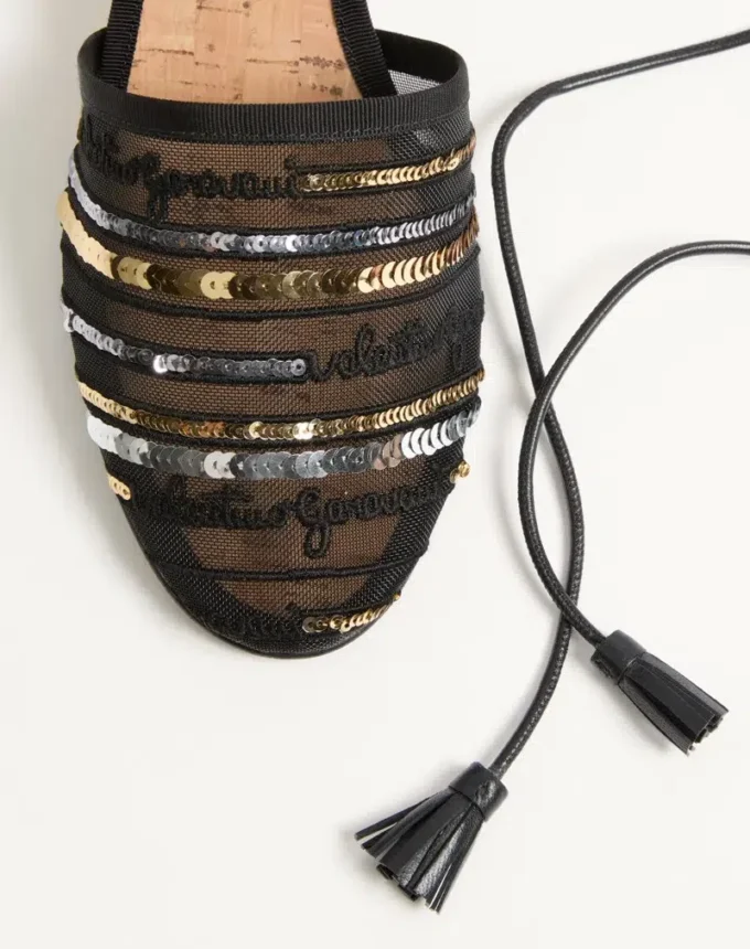 La Cruisette Mesh Wedge With Embroidery 75Mm La Cruisette Mesh Wedge With Embroidery 75Mm