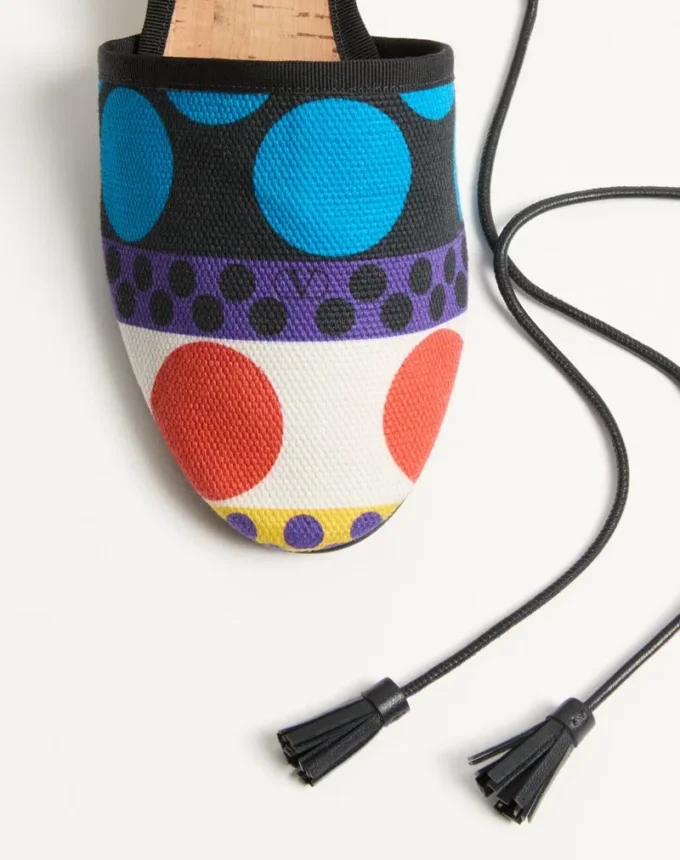 La Cruisette Wedge In Optical Pois Canvas 75Mm La Cruisette Wedge In Optical Pois Canvas 75Mm