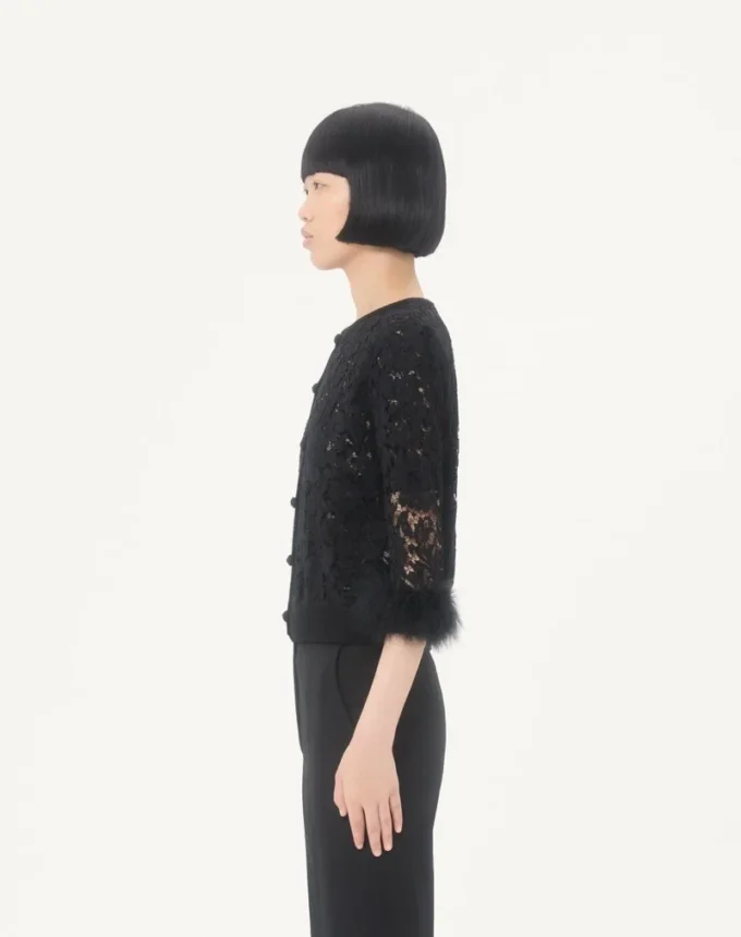 Lace and cotton cardigan